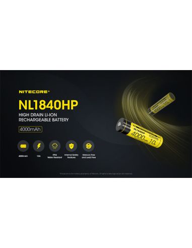 Nitecore NL1840HP 4000mAh batterie Li-ion 18650 rechargeable 10A haute capacité