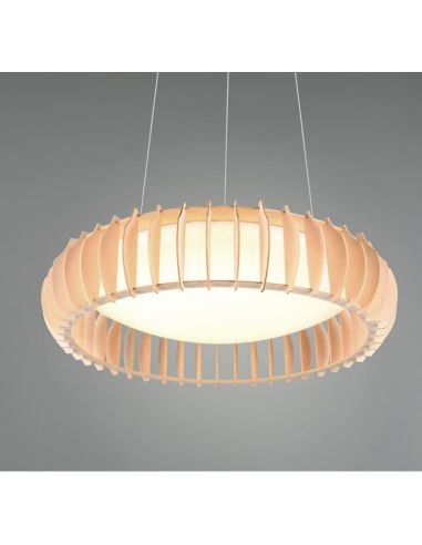 Candeeiro de Teto LED MONTE Ø60cm Acabamento Madeira | LeonLeds