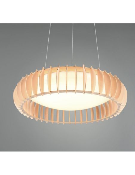 Lámpara de Techo LED MONTE Ø60cm Acabado Madera | LeonLeds