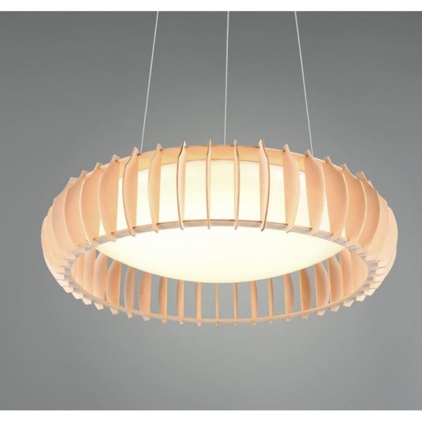 Candeeiro de Teto LED MONTE Ø60cm Acabamento Madeira | LeonLeds