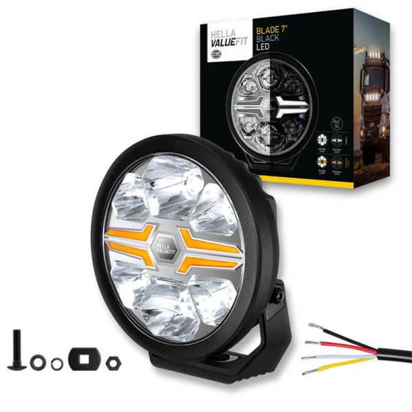 Faro LED 7" Homologado Blade Negro - Luz de Posición Blanca - Ambar y Largo Alcance R10, R149, R148