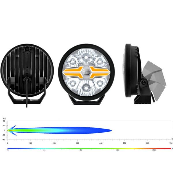 Faro LED 7" Homologado Blade Negro - Luz de Posición Blanca - Ambar y Largo Alcance R10, R149, R148