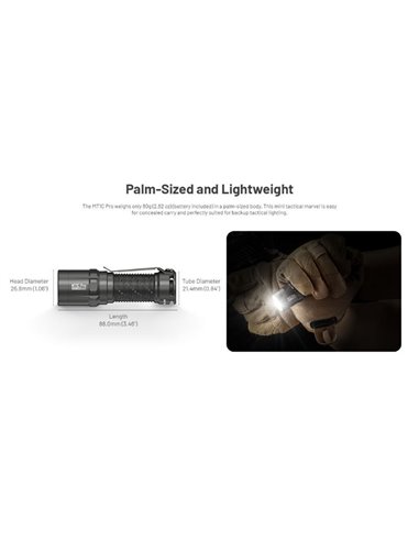 Lanterna LED portátil MT1C PRO muito compacta 88 mm de comprimento 1000Lm recarregável USB-C IP68