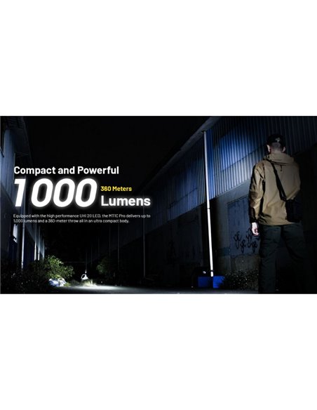 Linterna LED de Mano MT1C PRO Muy Compacta 88mm Largo 1000Lm Recargable USB-C IP68