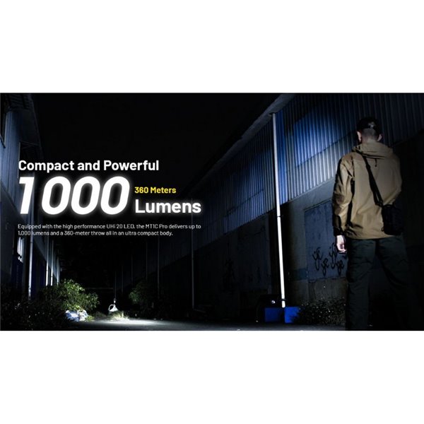 Linterna LED de Mano MT1C PRO Muy Compacta 88mm Largo 1000Lm Recargable USB-C IP68