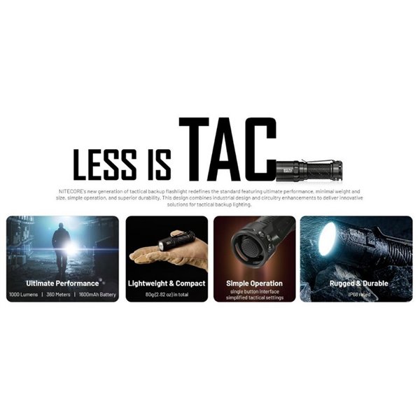 Linterna LED de Mano MT1C PRO Muy Compacta 88mm Largo 1000Lm Recargable USB-C IP68