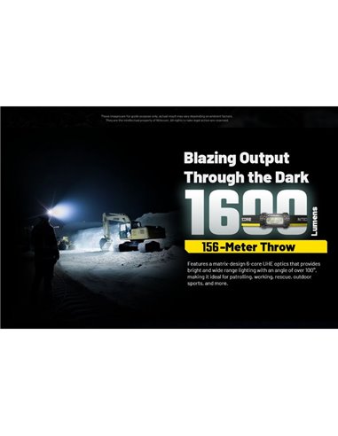 Farol LED HC70 UHE Bateria recarregável de lítio 1600lm 156 metros