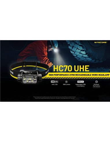 Farol LED HC70 UHE Bateria recarregável de lítio 1600lm 156 metros