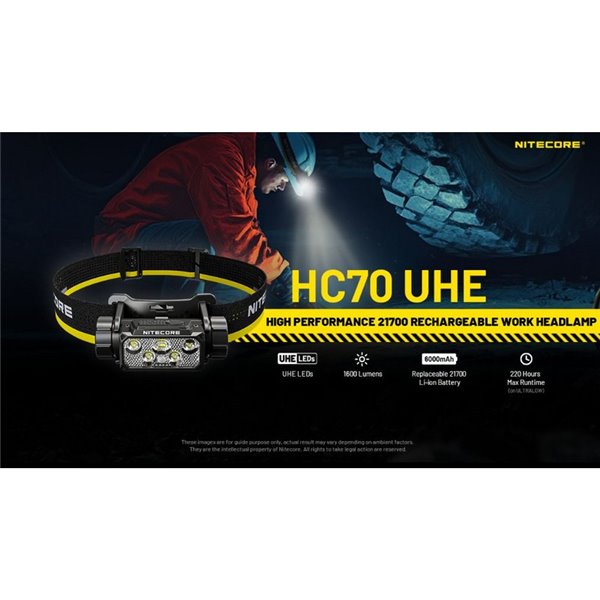 Linterna Frontal LED HC70 UHE Batería Recargable Li-on 1600lm 156metros