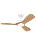 Ventilateur de plafond LED OLAS, dimmable, 42" 30W+24W blanc avec larges pales en bois, avec télécommande
