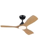 Ventoinha de teto OLAS LED, regulável, 42" 30W+24W preto com pás largas de madeira, com controle remoto