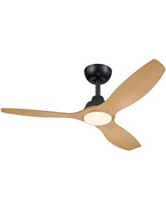 Ventoinha de teto LED 52", OLAS 35W+24W, preto com pás largas de madeira, com controle remoto