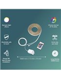 Faixa de luz LED RGB regulável de 5 m, branca com controle remoto