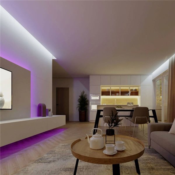 Tira de luz LED 5m RGB regulable, blanco con mando a distancia