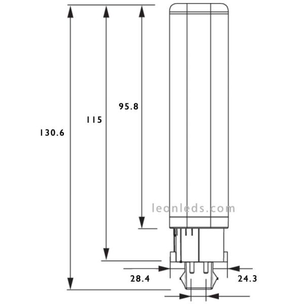 Ampoule LED Philips PL-C G24 à 4 broches - 4,5 W - Blanc chaud et blanc naturel | LeonLeds
