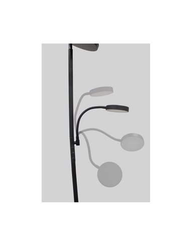 Lámpara de pie LED de metal negro con brazo lector, DENZEL 30+6W, 3000Lm, CCT dimable con mando a distancia