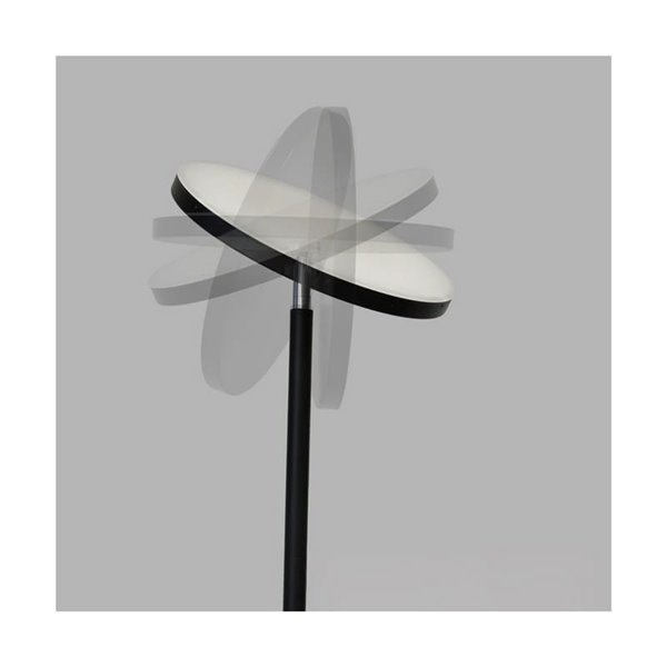 Lámpara de pie LED de metal negro con brazo lector, DENZEL 30+6W, 3000Lm, CCT dimable con mando a distancia