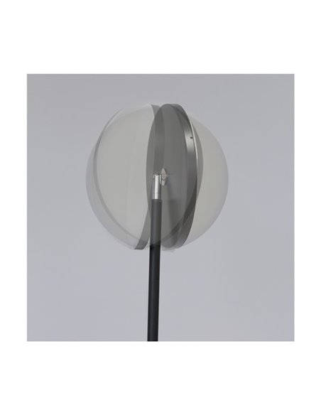 Lámpara de pie LED de metal negro con brazo lector, DENZEL 30+6W, 3000Lm, CCT dimable con mando a distancia imantado