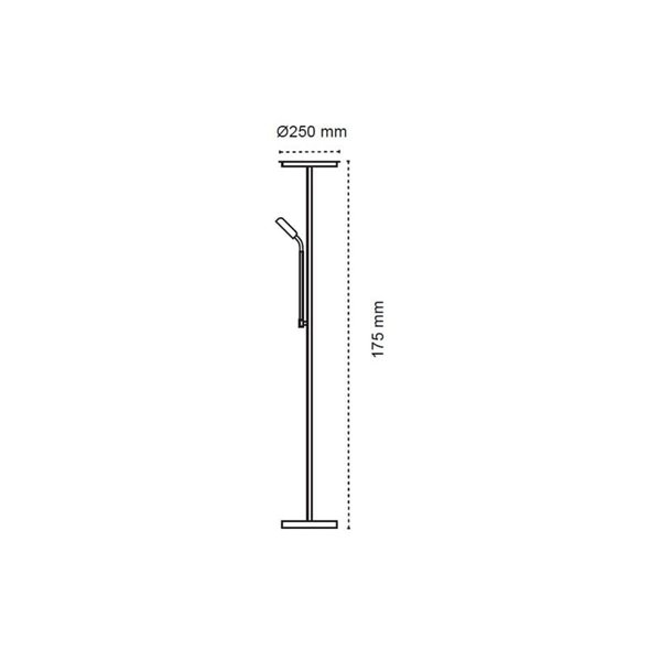 Lámpara de pie LED de metal negro con brazo lector, DENZEL 30+6W, 3000Lm, CCT dimable con mando a distancia imantado