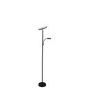Lámpara de pie LED de metal negro con brazo lector, DENZEL 30+6W, 3000Lm, CCT dimable con mando a distancia imantado