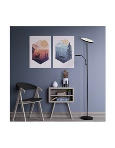 Lámpara de pie LED de metal negro con brazo lector, DENZEL 30+6W, 3000Lm, CCT dimable con mando a distancia imantado 2