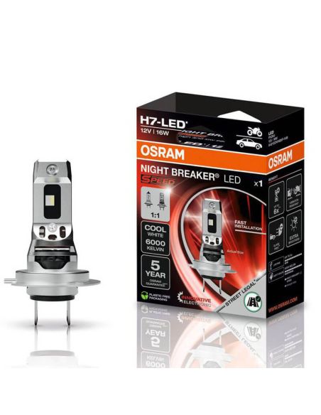Ampoule LED H7 NIGHT BREAKER SPEED OSRAM sans transformateur pour Moto | Homologué 64210DWNBSP Osram