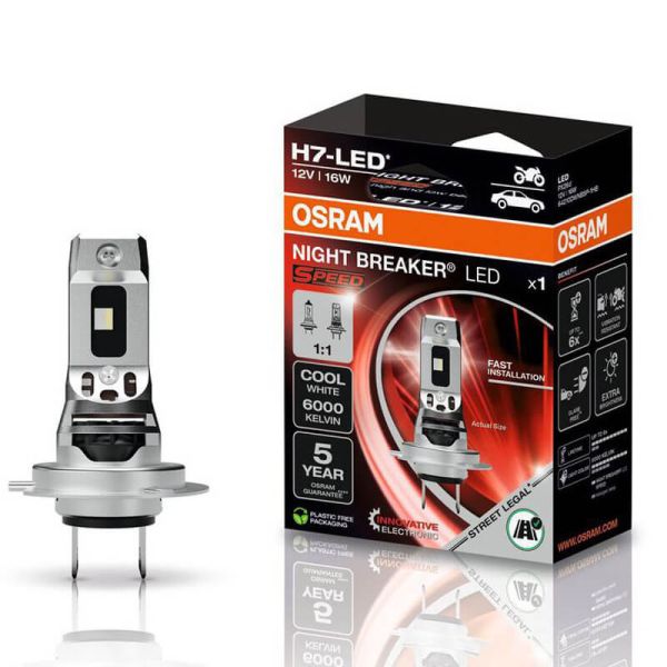 Bombilla LED H7 NIGHT BREAKER SPEED OSRAM sin transformador para Moto | Homologada 64210DWNBSP Osram