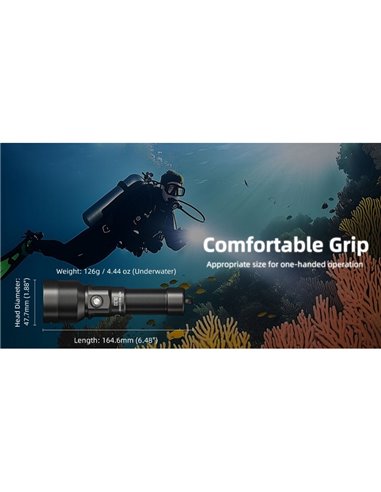 Linterna de Mano LED DL30 Sumergible 100 metros IP68 Alcance 788m 1100 Lúmenes