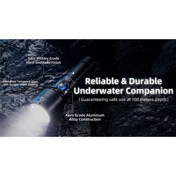 Lampe de poche LED DL30 submersible, 100 mètres, portée IP68, 788m, 1100 lumens