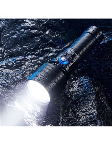 Lanterna manual LED DL30 submersível 100 metros IP68 alcance 788m 1100 lúmens
