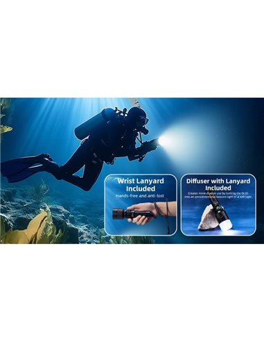 Linterna de Mano LED DL30 Sumergible 100 metros IP68 Alcance 788m 1100 Lúmenes