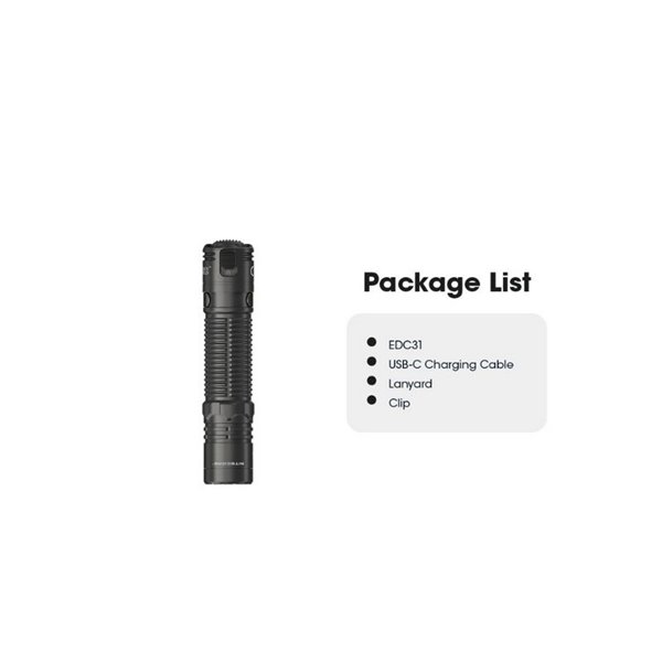 Lampe de poche LED EDC31 3500 lumens Autonomie de la batterie 57 heures IP68