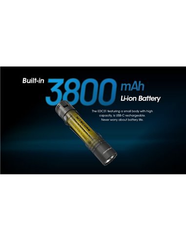 Lampe de poche LED EDC31 3500 lumens Autonomie de la batterie 57 heures IP68