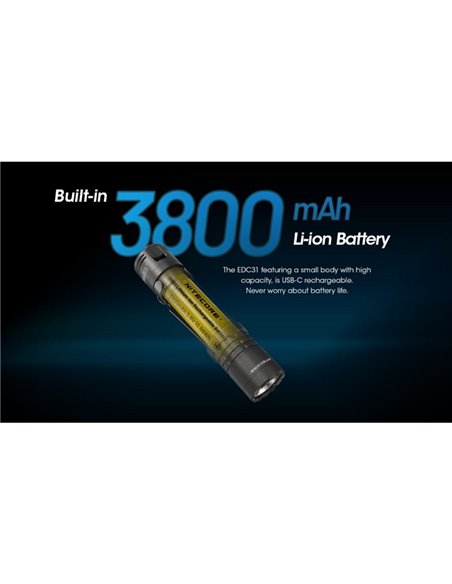 Lanterna de mão LED EDC31 vida útil da bateria de 3500 lúmens 57 horas IP68