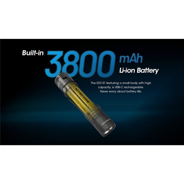 Lampe de poche LED EDC31 3500 lumens Autonomie de la batterie 57 heures IP68