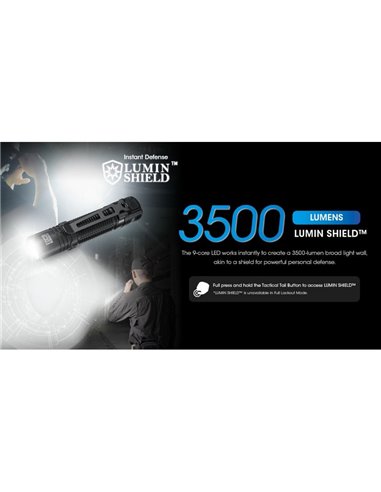 Lanterna de mão LED EDC31 vida útil da bateria de 3500 lúmens 57 horas IP68