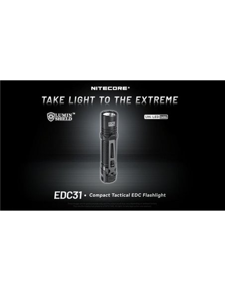 Lanterna de mão LED EDC31 vida útil da bateria de 3500 lúmens 57 horas IP68