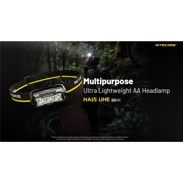 Linterna de Cabeza HA15 UHE LED 400 Lúmenes Alcance 80 metros IP66