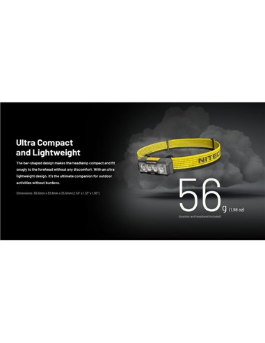 Linterna Frontal LED Ultraligera y Recargable NU27 Alcance 123 metros IP66