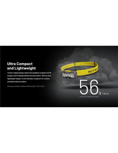 Linterna Frontal LED Ultraligera y Recargable NU27 Alcance 123 metros IP66