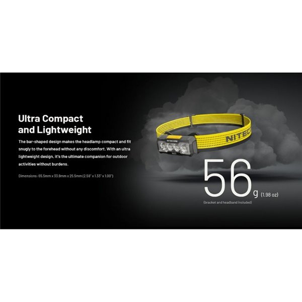 Linterna Frontal LED Ultraligera y Recargable NU27 Alcance 123 metros IP66