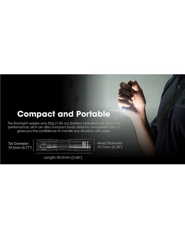 Linterna de Mano LED MT1A Pro Ultraligera Recargable Alcance 250 metros IP68
