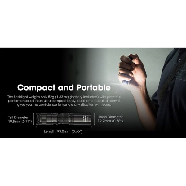 Linterna de Mano LED MT1A Pro Ultraligera Recargable Alcance 250 metros IP68
