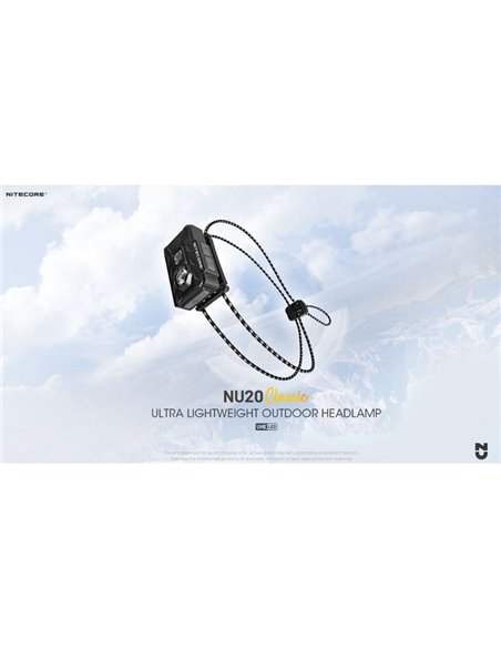 Linterna Frontal LED Ligera NU20 Classic Recargable USB-C Alcance 109 metros IP66