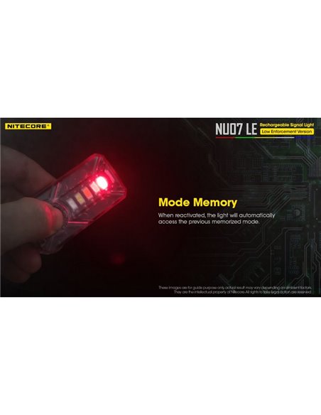 Luz Táctica de Señalización LED NU07 LE 5 colores 50 horas Autonomía Recargable USB-C IP66