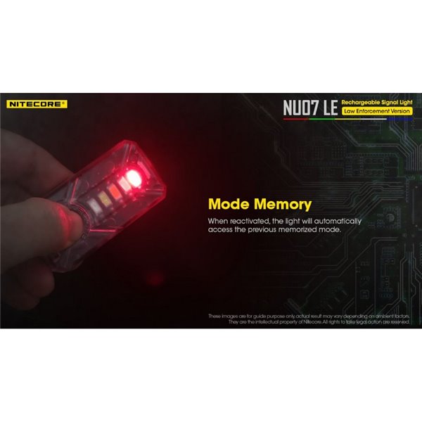 Luz Táctica de Señalización LED NU07 LE 5 colores 50 horas Autonomía Recargable USB-C IP66