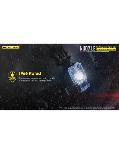 Luz Táctica de Señalización LED NU07 LE 5 colores 50 horas Autonomía Recargable USB-C IP66