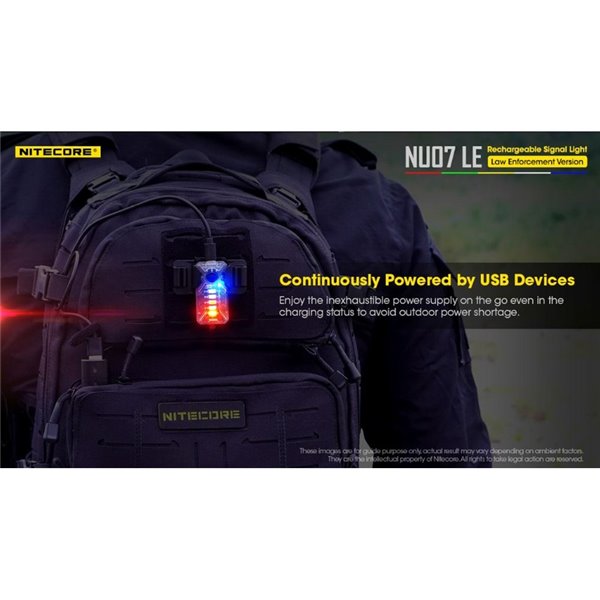 Luz Táctica de Señalización LED NU07 LE 5 colores 50 horas Autonomía Recargable USB-C IP66