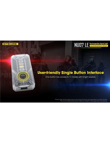 Signal lumineux LED tactique NU07 LE 5 couleurs 50 heures Autonomie rechargeable USB-C IP66