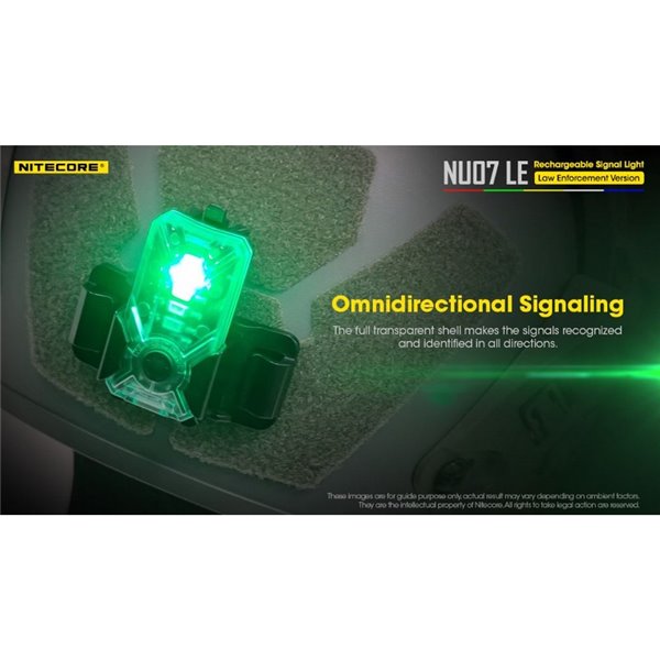 Luz Táctica de Señalización LED NU07 LE 5 colores 50 horas Autonomía Recargable USB-C IP66